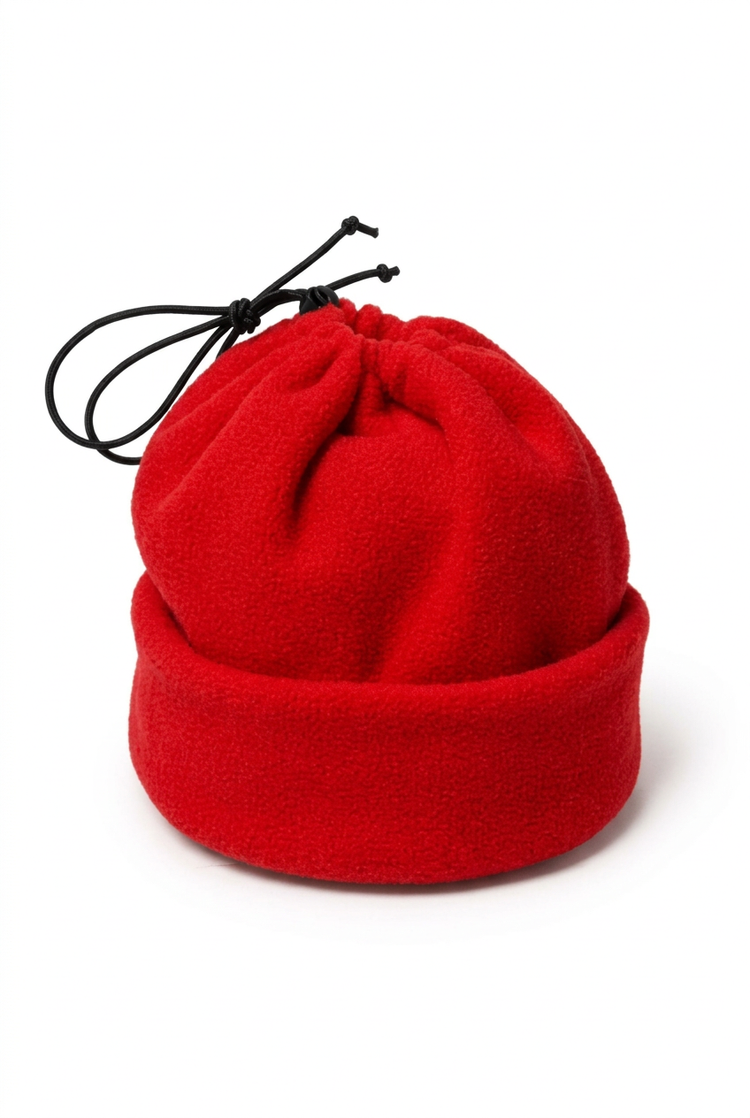 Fleece Cinch Hat/Neckwarmer Combo - Red